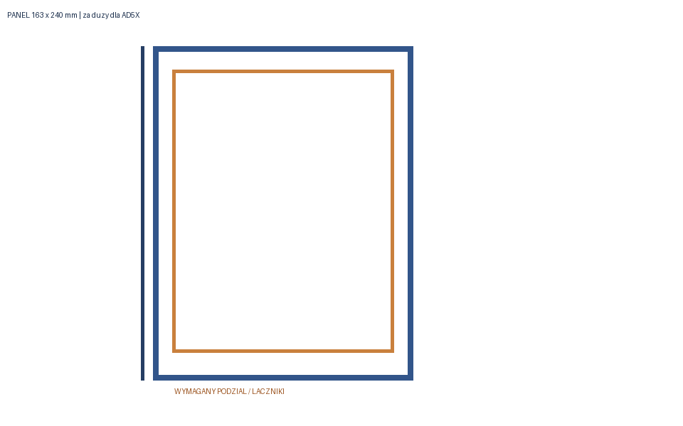 Rzut rzeczywistej geometrii projektu: Panel frontowy 163 × 240